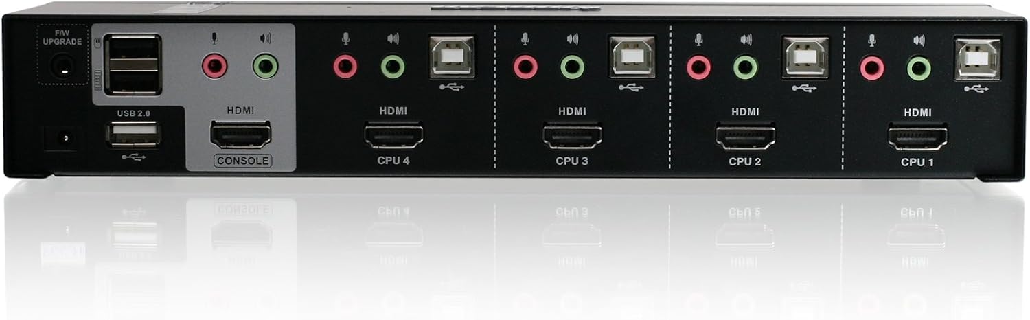 IOGEAR 4-Port HDMI Multimedia KVM Switch with Audio, USB 2.0 Hub and HDMI KVM w/Full Set of Cables, (GCS1794 TAA Compliant)