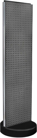 Azar Displays 700780 TWO-SIDED PEGBOARD FLOOR DISPLAY W/C-CHANNEL SIDES ON REVOLVING ROUND STUDIO BASE. PANEL SIZE: 16'W X 60'H, (Charcoal Graphite)