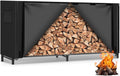 Gtongoko 8FT Firewood Rack Outdoor with Cover, Heavy Duty Wood Storage Racks with 600D Oxford Weather Resistant Waterproof Fabric Cover, Outdoor Firewood Holder