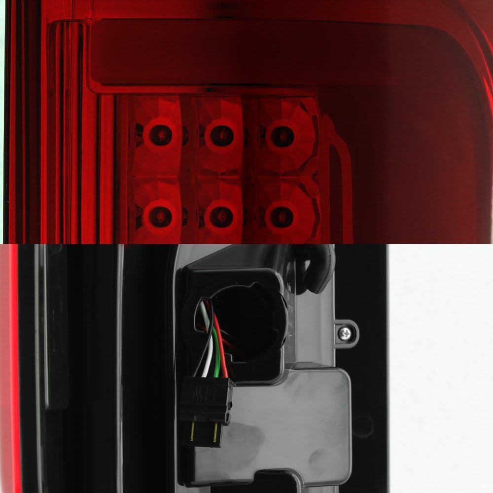 AKKON - For 2017-19 Ford F250/F350 Superduty Full LED Tube Rear Lamps Tail Lights - Chrome Housing & Red Clear Lens