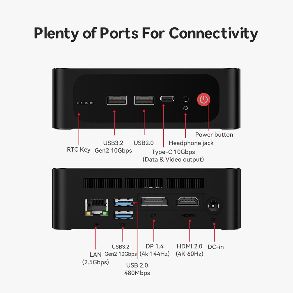 Beelink SER5 MAX W11 Pro Mini PC, Ryzen 7 7735HS (8 cores/16 Threads), 24 GB LPDDR5 500 GB SSD, Radeon 680M 12-core 2200 MHz, WiFi 6/BT5.2/2.5 G LAN, mini Computer with Triple Screen