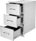 VEVOR Outdoor Kitchen Drawers 16' W x 28.5' H x 20.5' D, Flush Mount Triple Access BBQ Drawers with Stainless Steel Handle, BBQ Island Drawers for Outdoor Kitchens or BBQ Island Patio Grill Station