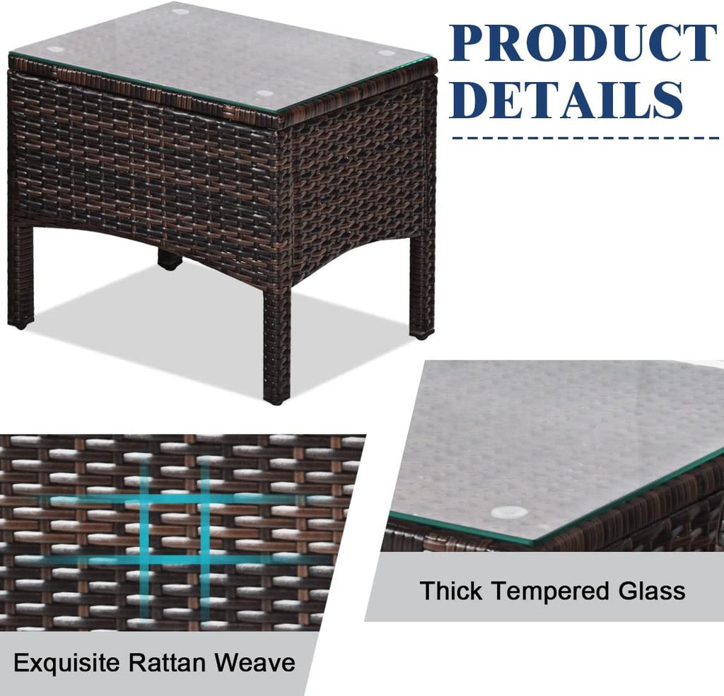 COSTWAY 3PCS Patio Furniture Set, Outdoor Wicker Cushioned Sofa Set with Coffee Table, All Weather Rattan Conversation Set for Garden Balcony Backyard Poolside Lawn, Navy