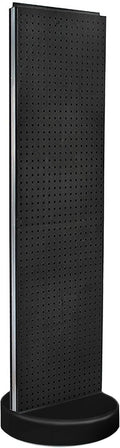 Azar Displays 700780 TWO-SIDED PEGBOARD FLOOR DISPLAY W/C-CHANNEL SIDES ON REVOLVING ROUND STUDIO BASE. PANEL SIZE: 16'W X 60'H, (Black Midnight)