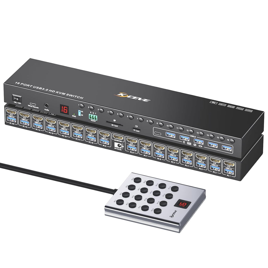 10 Port 8 Port 2 Monitors KVM Switch HDMI 4K@60Hz EDID Simulation, USB 3.0 Dual Monitor KVM Switch 2 Monitors 8 Computers 10 Computers,4 USB3.0 Ports, Audio,RS232,Wired Remote,12V Power,10 USB Cables
