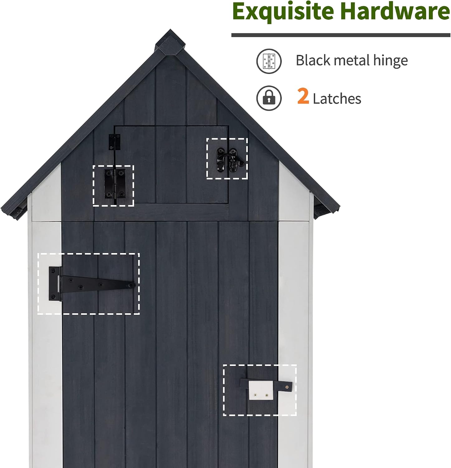 MCombo Outdoor Storage Cabinet with Shelves, Wooden Outside Storage Shed with Floor, Garden Tool Shed for Patio Yard Lawn, 0770 (Gray)