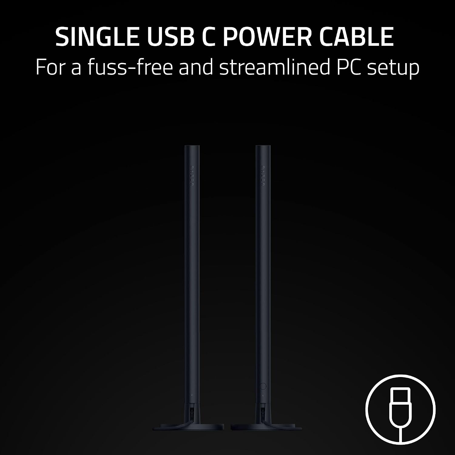 Razer Aether Standing Light Bars: Front & Back Lighting - Individual Bar Customization - Single USB C Cable - Chroma RGB - Works with Alexa, Google Home - Razer Gamer Room App for Unified Control