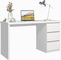 furtble White Desk with Drawers, 53'' W Home Office Computer Desk Gaming Table, Modern Vanity Desk with Storage, Wood Writing Workstation for Bedroom, Living Room, White