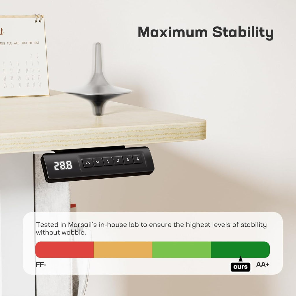 Marsail Standing Desk Adjustable Height Home Office Desk,‎48x24 Inch Electric Standing Desk, Stand up Desk with Storage Bag,Headphone Hook for Computer Workstations Desk 4 Memory Preset