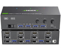 KVM Switch 3 Monitors 4 Computers 4K@60Hz,EDID Simulation,HDMI Displayport Triple Monitor KVM Switch,3 Monitor KVM with 4 USB 3.0 Ports for Keyboard Mouse, Wired Remote and 4 USB3.0 Cables Included