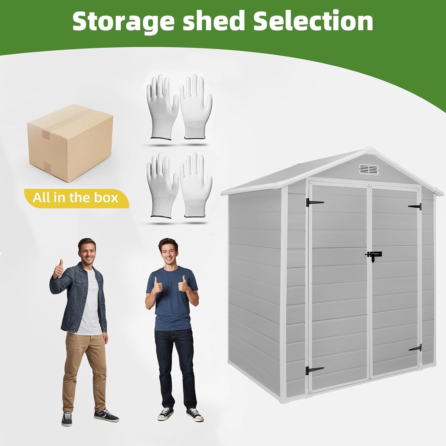 Outdoor Storage Shed 6 x 4.4 FT, Heavy-Duty Resin Tool Shed with Reinforced Floor, Lockable Door & Vent, Weather-Resistant Garden Shed for Lawn Equipment & Bikes (Gray)
