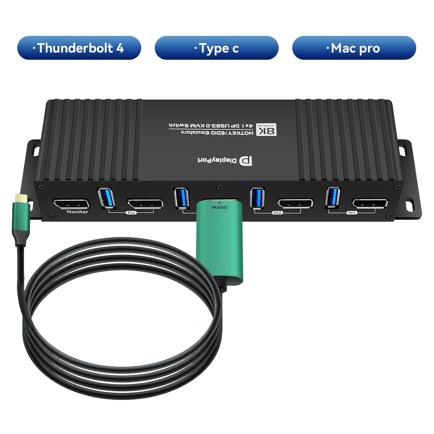 Displayport Kvm Switch EDID 1 Monitors 4 Computers 4K 144Hz Hotkey Switching PC Switch 1 Monitors dp 1.4 1440P 144Hz 165Hz 240hz kvm Switch 1 Laptop 1 Desktop 1 Monitor EDID