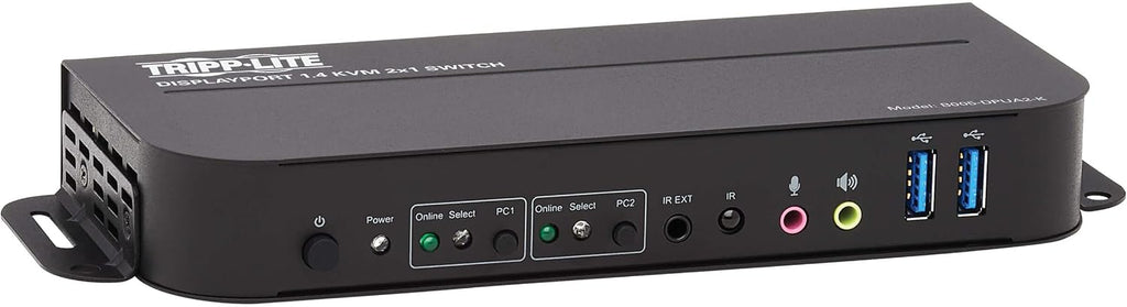 Tripp Lite 2 Port DisplayPort USB KVM Switch, Dual Port DP USB KVM Switch, 4K 60 Hz, HDR, HDCP 2.2, DP 1.4, USB 3.0 Cables, Black (B005-DPUA2-K)