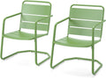 MELLCOM Patio Chairs Set of 2, Small Patio Furniture Set - 2 C-Spring Metal Chairs, Outdoor Bistro Set for Balcony, Front Porch, Poolside, Garden, Deck, Indoor, Green