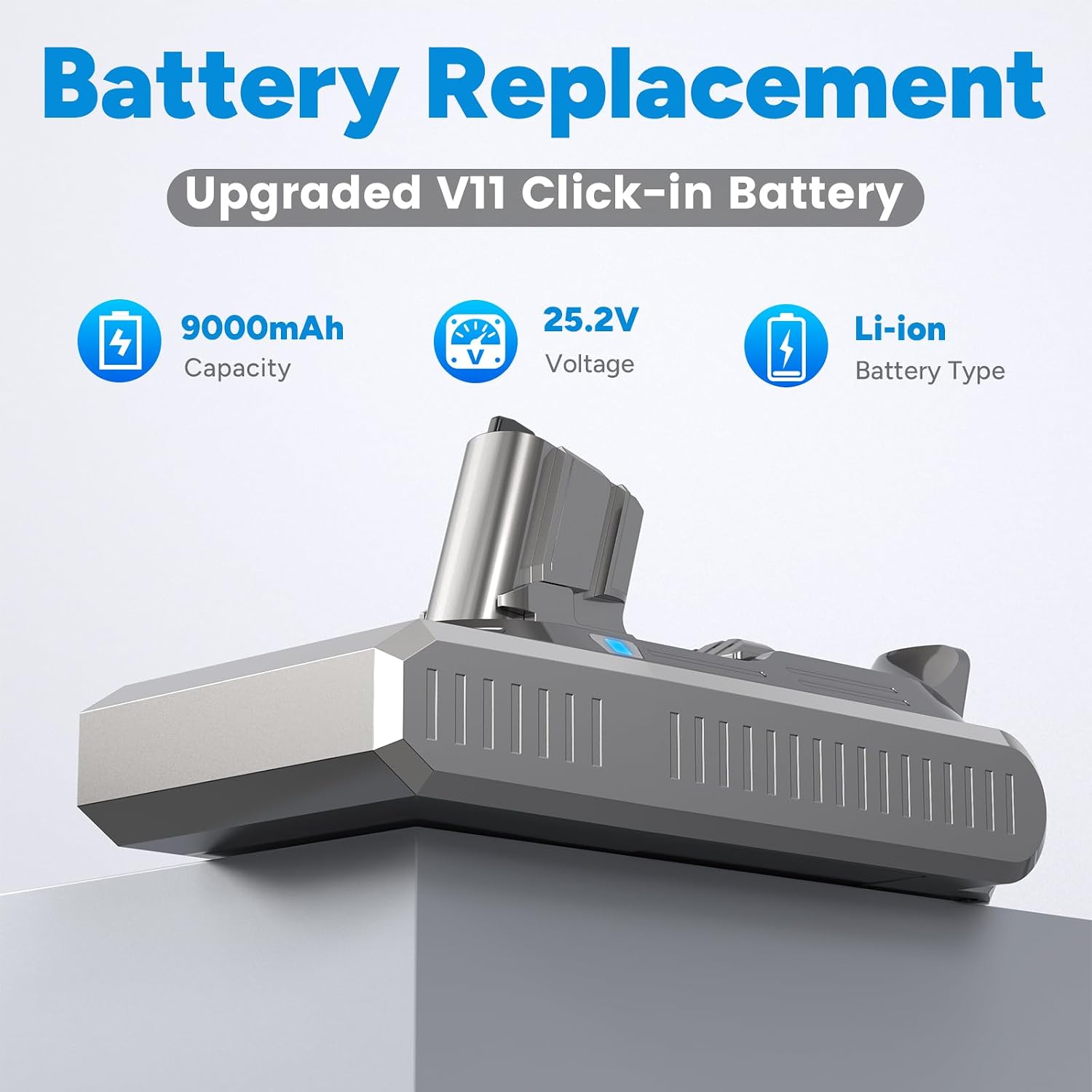 Upgraded 9000mAh V-11 V-15 Click in Battery Compatible with Dyson 25.2V, Compatible for Click-in Installation for Extra/Absolute/Animal/Torque/Drive/Outsize V-11 V-15 SV-15 SV-22 970425-01