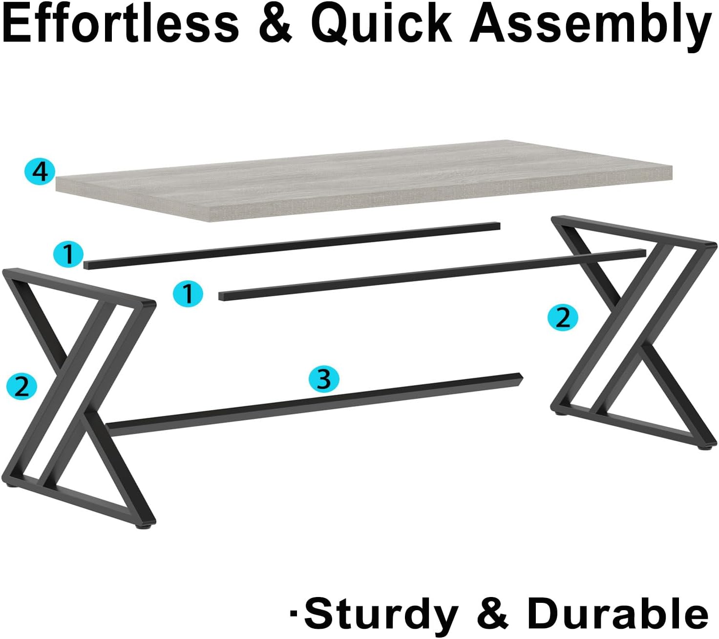 LVB Large Home Office Desk, Long Industrial Computer Desk, Metal Wood Writing Study Computer Table for Student, Big Modern Executive Simple Gaming Work Desk for Bedroom, Light Grey, 60 Inch