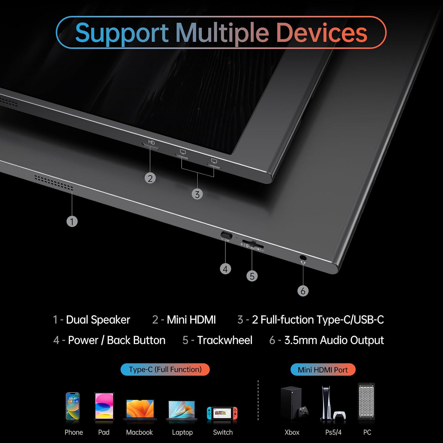 Yxk 4K Portable Monitor 15.6' 3840x2160 UHD USB-C HDMI Laptop, 100% RGB IPS Computer Gaming Display HDR Travel Speakers & Smart Cover for Laptop Xbox PS5 Switch PC Phone