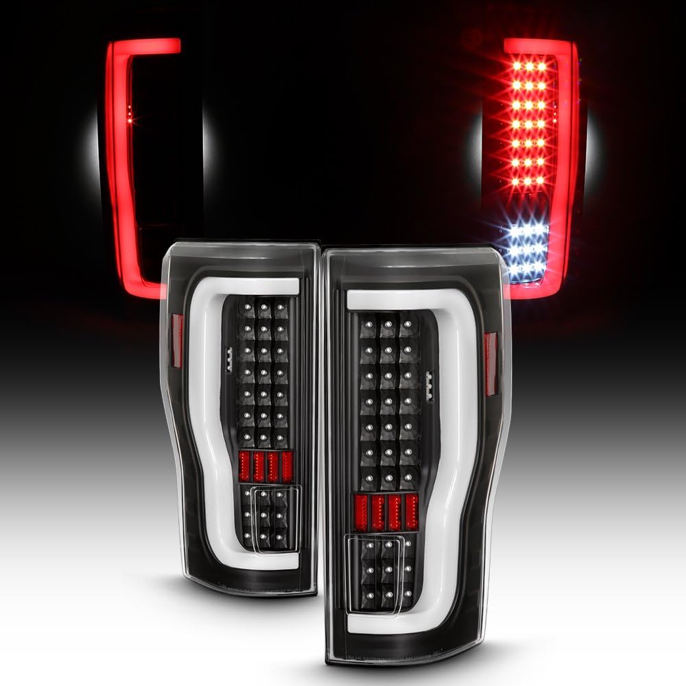 AKKON - For 2017-2019 Ford F250/F350 SuperDuty Full LED DRL Bar Tail Lights Black Housing Clear Lens Set
