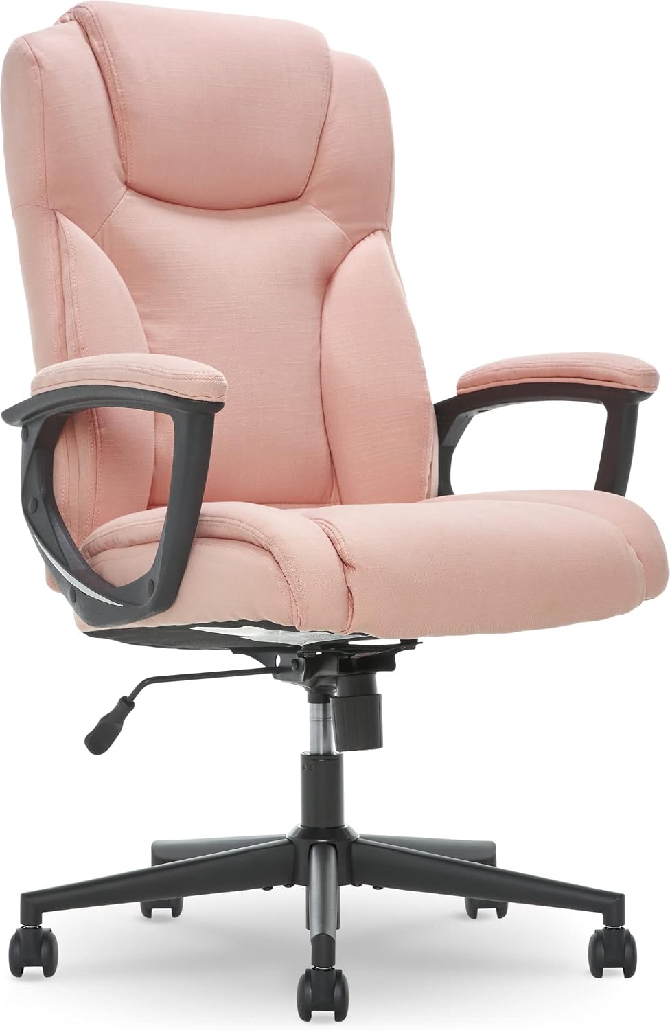 Serta Connor Executive Office Chair, Ergonomic Computer Chair with Layered Body Pillows, Contoured Lumbar, Adjustable Seat, Microfiber Fabric, Pink