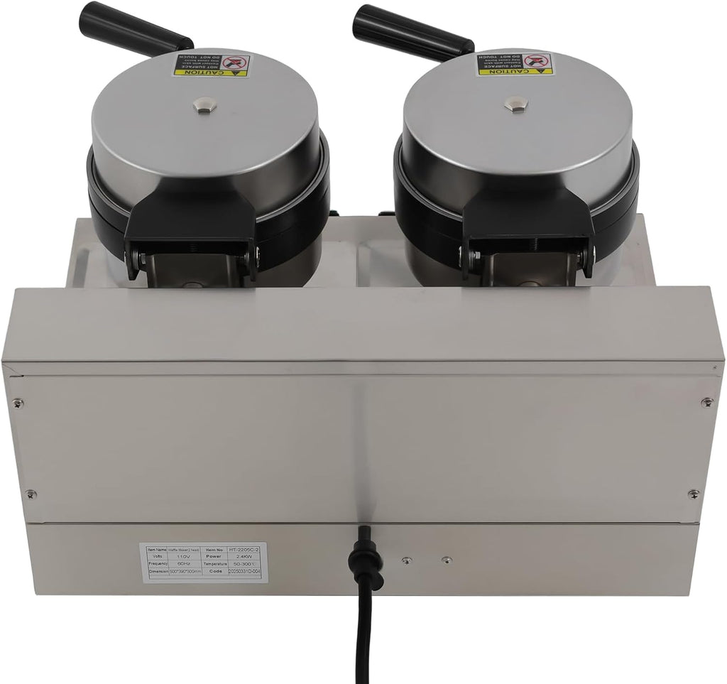 2400W Hamburger Maker, Double-Sided Electric Grill with Timer, 2-Zone Non-Stick Panini Press, 122-572°F Temp Control, 110V for Home Kitchen Food Truck