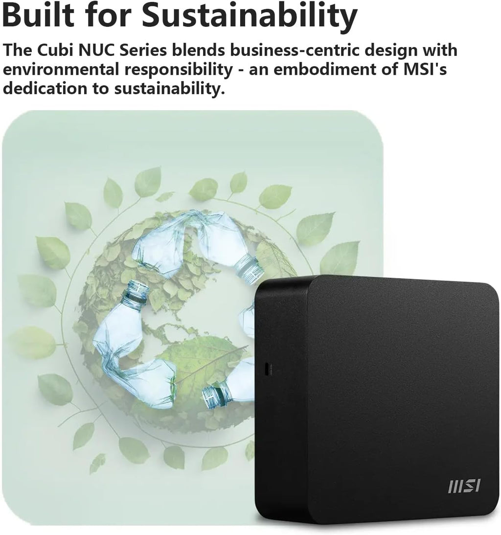 msi Cubi NUC Business Mini Desktop, 10-Core Intel Core 5 120U Processor, 16GB DDR5 RAM, 1TB SSD, Support 4-Monitor 4K, Thunderbolt 4, HDMI, MicroSD Card Reader, Wi-Fi 6, Windows 11 Pro