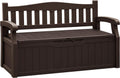 Flamaker 80 Gallon Storage Bench Outdoor Indoor, Durable All-Weather Seating with Hidden Storage, Lockable Deck Box for Garden, Patio, Poolside (Brown)