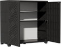 ZZM Indoor/Outdoor Storage Cabinet Waterproof, 34'x15'x34' Plastic Outdoor Storage Box for Garden Balcony Bathroom, All Weather Outdoor Storage Clearance, DIY Usage, with 2 Shelf (Black)