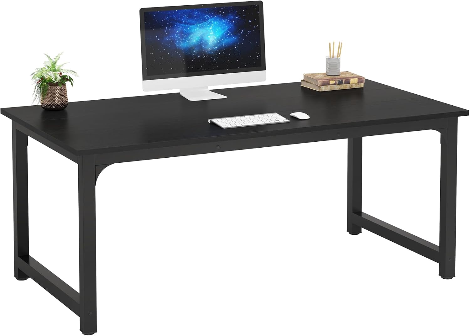 Tribesigns Modern Computer Desk, 63 x 31.5 inch Large Office Desk Computer Table Study Writing Desk Workstation for Home Office, Black