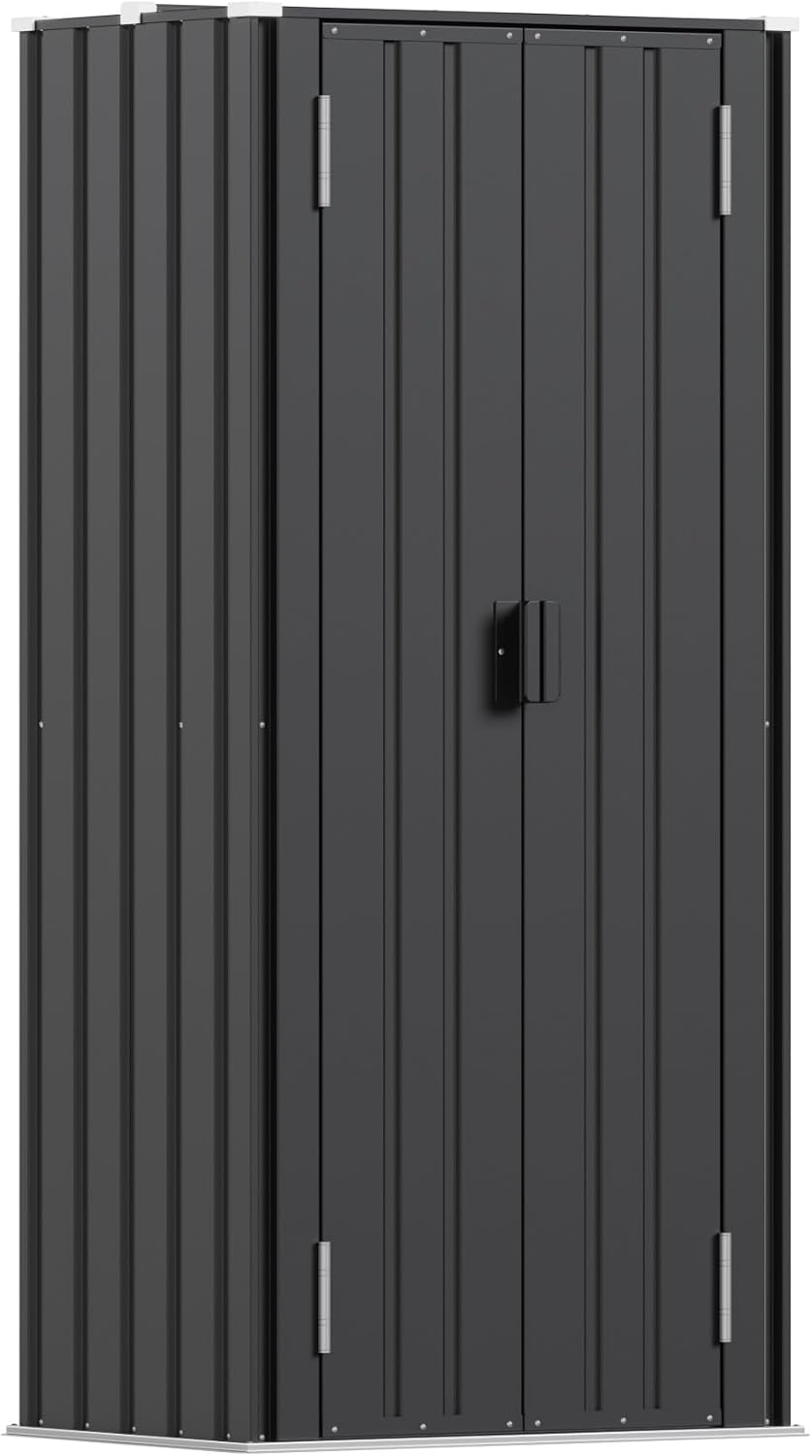 Patiowell 28 Cuft Outdoor Storage Cabinet with Adjustable Shelves, Black
