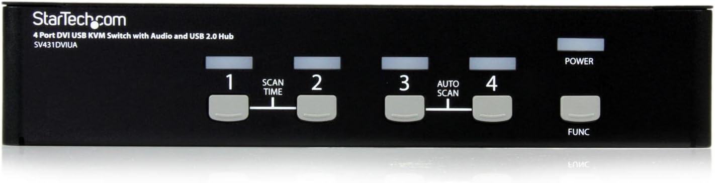 StarTech.com 4-Port KVM Switch for DVI Computers - 1U Rack-Mount KVM Switch with Audio - DVI KVM switch -2 port - 1U , TAA (SV431DVIUA)