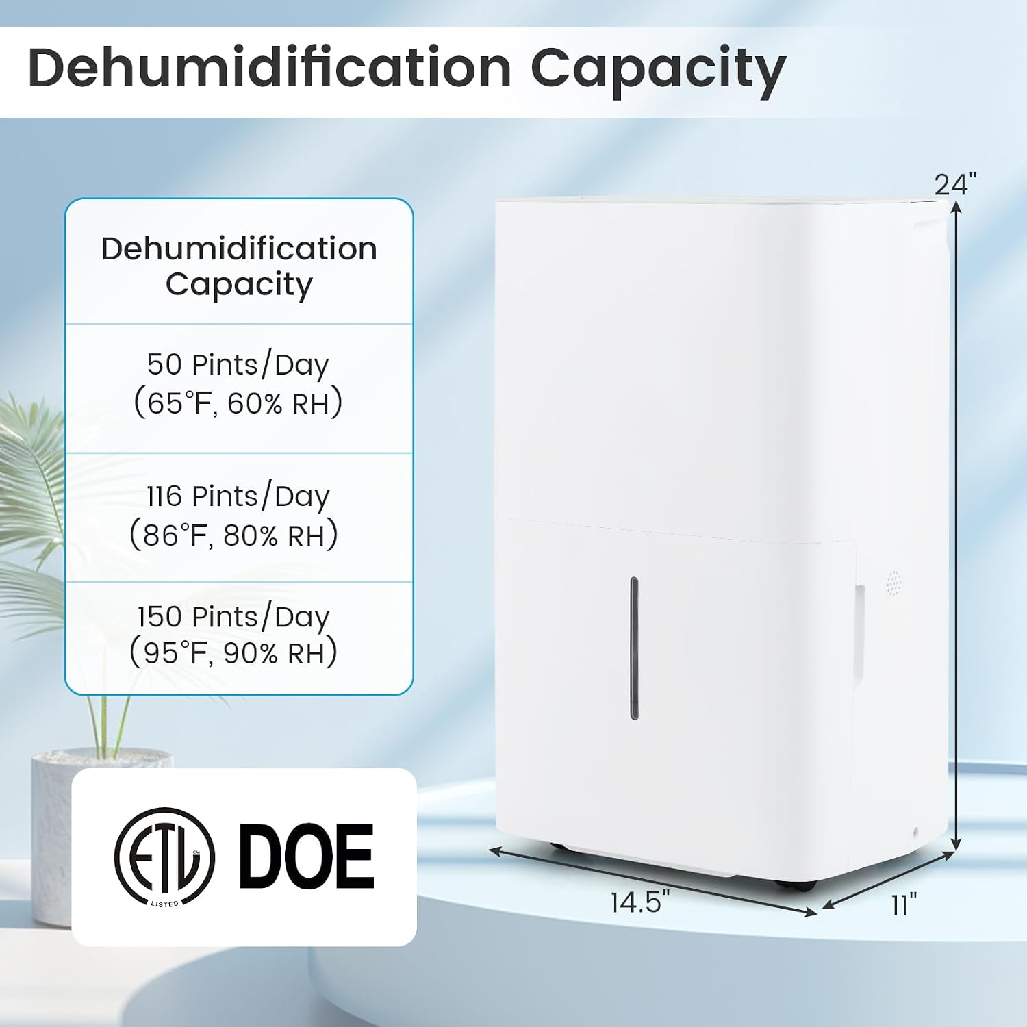DORTALA 150 Pints Dehumidifier for 7000 Sq.Ft Large Rooms, Basement, Bathroom, Home Dehumidifier with Pump, Drain Hose, 2 Modes, 24H Timer, 2.4 Gal Water Tank, Auto Defrost, White