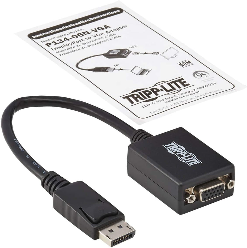 Tripp Lite DisplayPort to VGA Adapter Converter Active M/F 6In 50 Pack