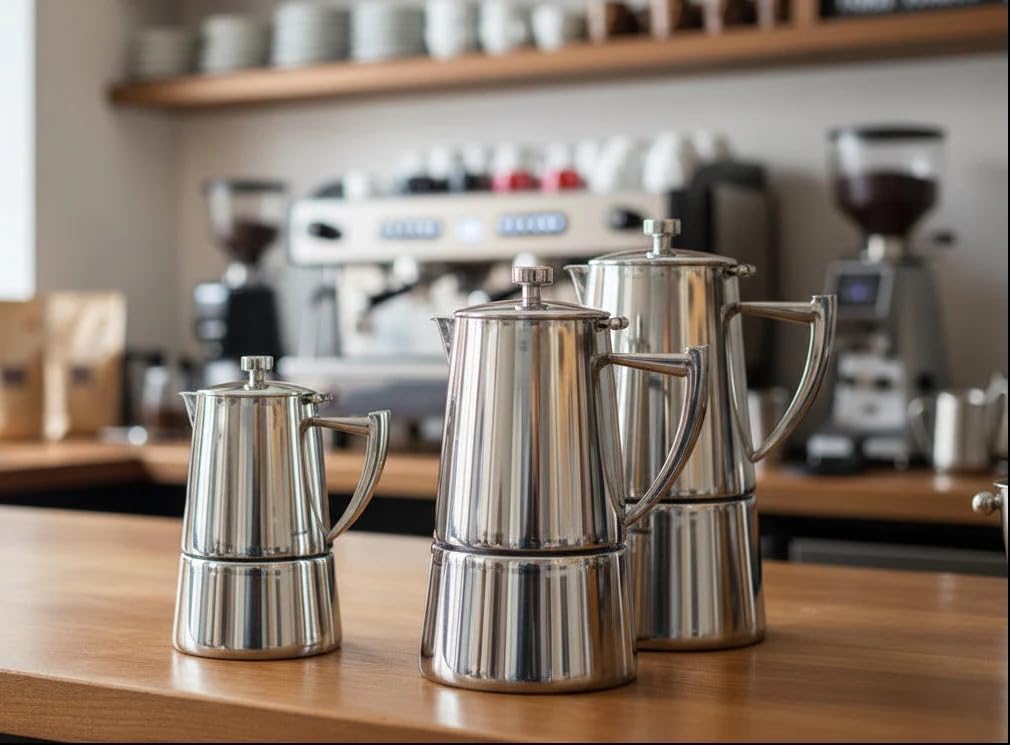 Cuisinox Roma Stovetop Espresso Maker COF-10R, Stainless Steel Coffee Percolator Stovetop, Heat-Resistant & Non-Reactive, 10-Cup Italian Espresso Maker Easy to Clean, Durable Stove Top Percolator