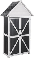 Outdoor Storage Shed Cabinet Strong Iron Frame Surrounding Garden Tool Storage with Adjustable Shelfs,Large Space