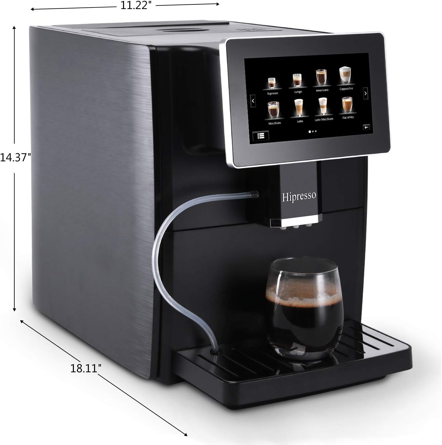 Hipresso Super Fully Automatic Espresso Coffee Machine-7' HD TFT Touchscreen with Milk Frother 19 Bar Pressure