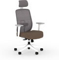 HON Altern Ergonomic Office Chair with Headrest, Mid‑Back Mesh Desk Chair, Adjustable Arms, Seat Slide, Synchro‑Tilt, Rolling Computer Seat for Home Office, White Frame, Bark