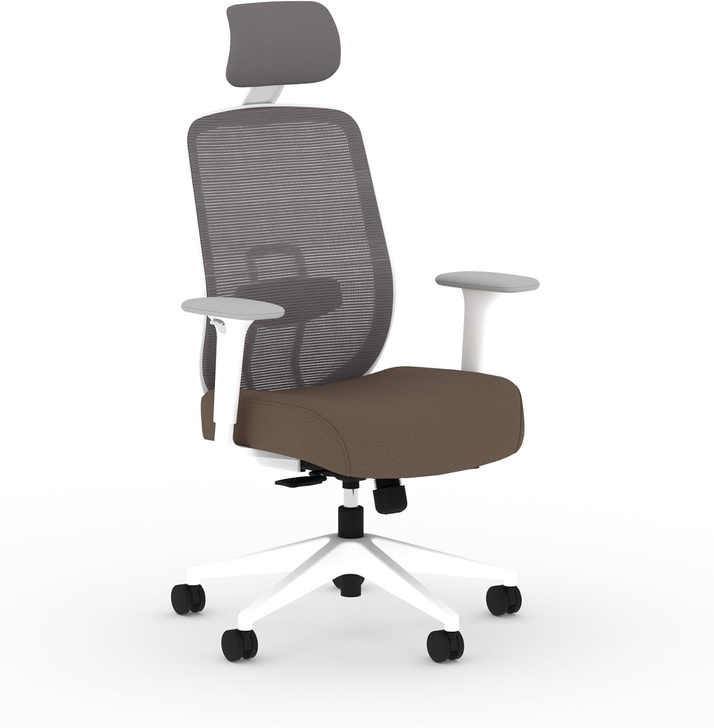 HON Altern Ergonomic Office Chair with Headrest, Mid‑Back Mesh Desk Chair, Adjustable Arms, Seat Slide, Synchro‑Tilt, Rolling Computer Seat for Home Office, White Frame, Bark