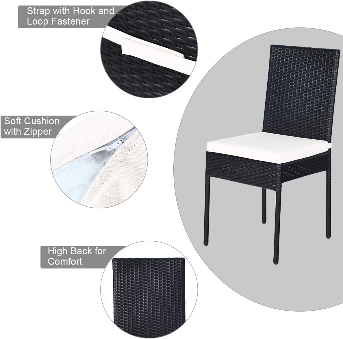 Tangkula 10 Pieces Wicker Patio Dining Set, Outdoor Rattan Table & Chairs Set with Padded Cushions, Patio Furniture Dining Glass Table Set for Balcony Patio Garden Poolside