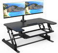 Mount-It! Standing Desk Converter Dual Monitor, 2 Screen Mounts Included, Height Adjustable Desk Riser in Black, Stand Up Desk Convertor Large 36' Wide, Sit Stand Convertor with Manual Lift Gas Spring