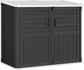 Greesum Outdoor Trash Can Storage Shed, 34 Cu.ft Horizontal Outdoor Storage Cabinet, Waterproof for Garden, Pool Storage, Garbage Cans, Black