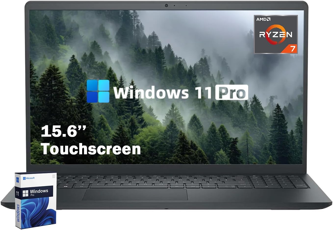 Dell Inspiron 15 3535 Touchscreen Laptop, AMD Ryzen 7 7730U (Up to 4.5 GHz), 15.6'' FHD IPS Touchscreen, Windows 11 Pro, 16GB RAM + 512GB SSD, AI Copilot, Long Battery Life, AMD Radeon Graphics