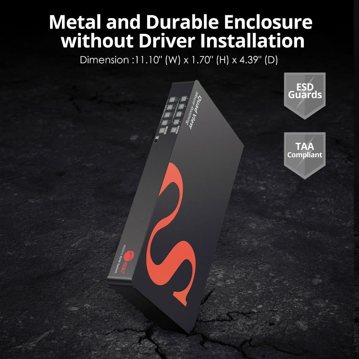SIIG 4-Port 4K HDMI KVM Switch Multiviewer - 4 in 2 out, 4K@60Hz, Quad Viewer, USB Keyboard/Mouse, 2x USB-A 3.2 Gen 1, 2x USB 1.1, Mic in, Stereo Out, RS-232, Hotkeys, IR remote control, TAA Compliant