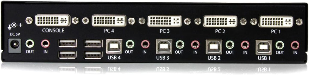 StarTech.com 4-Port KVM Switch for DVI Computers - 1U Rack-Mount KVM Switch with Audio - DVI KVM switch -2 port - 1U , TAA (SV431DVIUA)