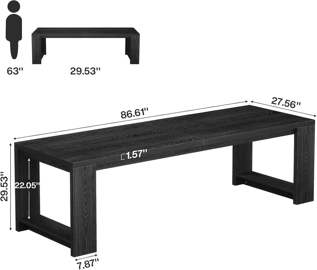 Tribesigns Two Person Desk, 86.6 Inch Extra Long Desk, Double Computer Writing Table, Wood Office Desks Workstation for Home Office, Black