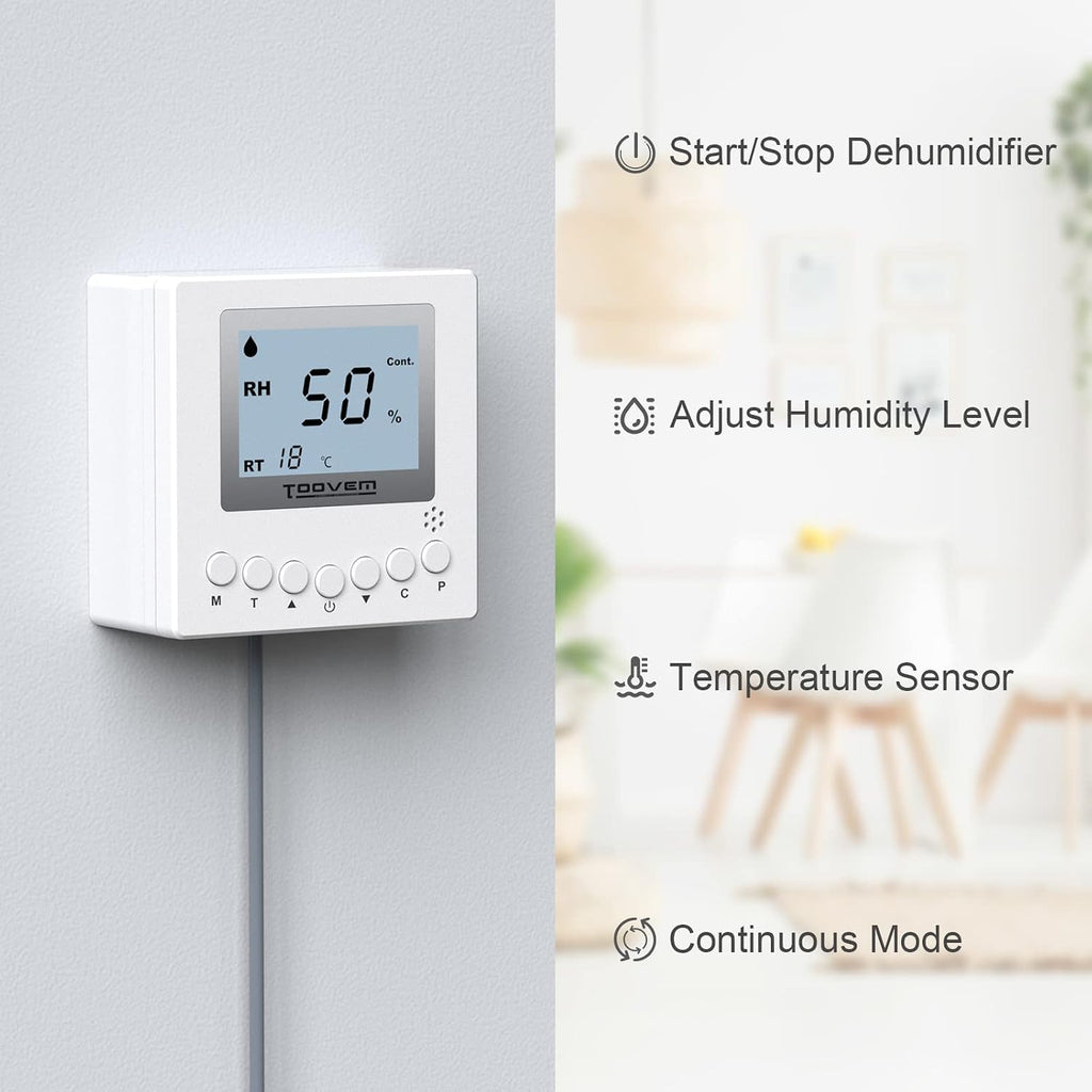 BaseAire Dehumidifier Remote Controller for Digital Humidity, Temperature, Adapt the Humidity Level, Suitable for Dehumidifier Airwerx 35P, 55, 65X, 55S WiFi, 65XS WiFi, 90, 90X, 100X, 120X,White
