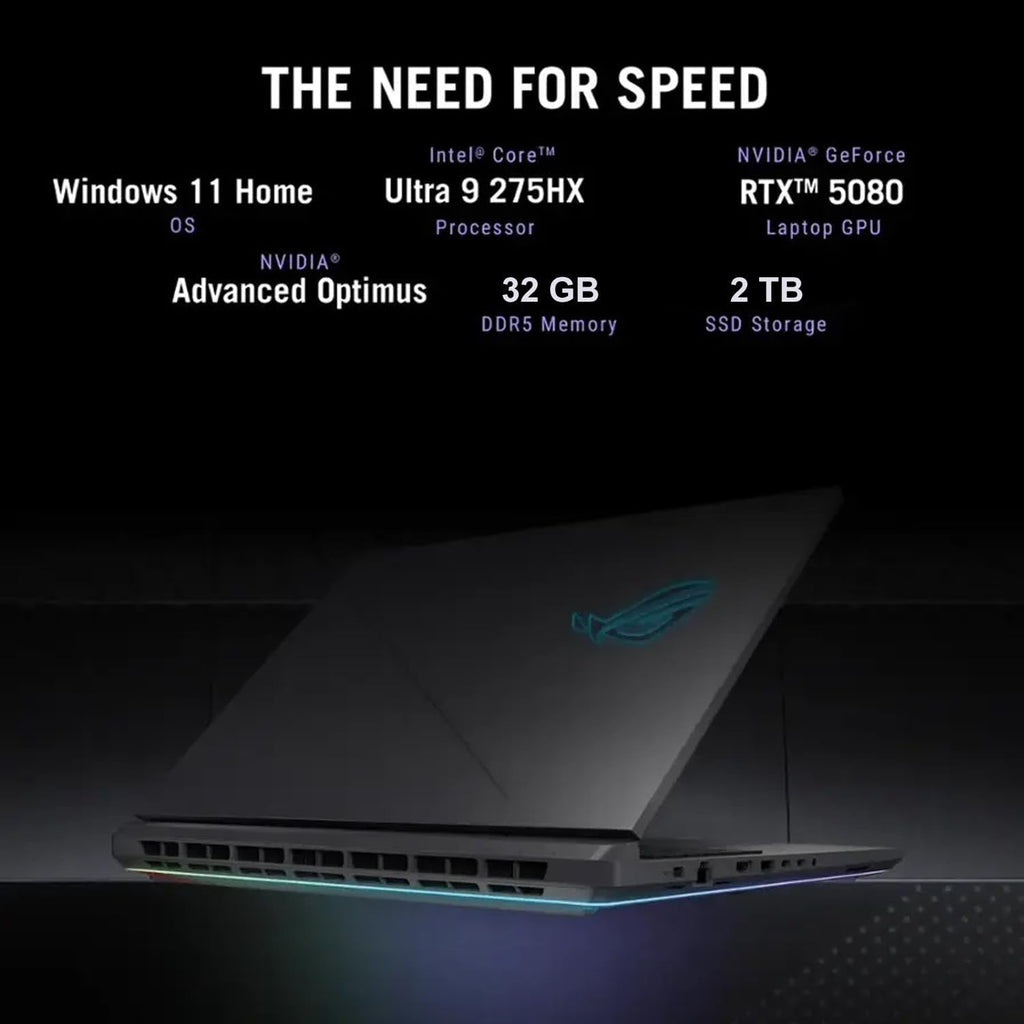 ASUS ROG Strix G18 Gaming Laptop, Intel 24-Core Ultra 9 275HX, NVIDIA GeForce RTX 5080, 18' 2.5K 240Hz ROG Display, 32 GB DDR5 RAM, 2 TB SSD, Backlit, Microsoft Office Lifetime License, Windows 11 Pro