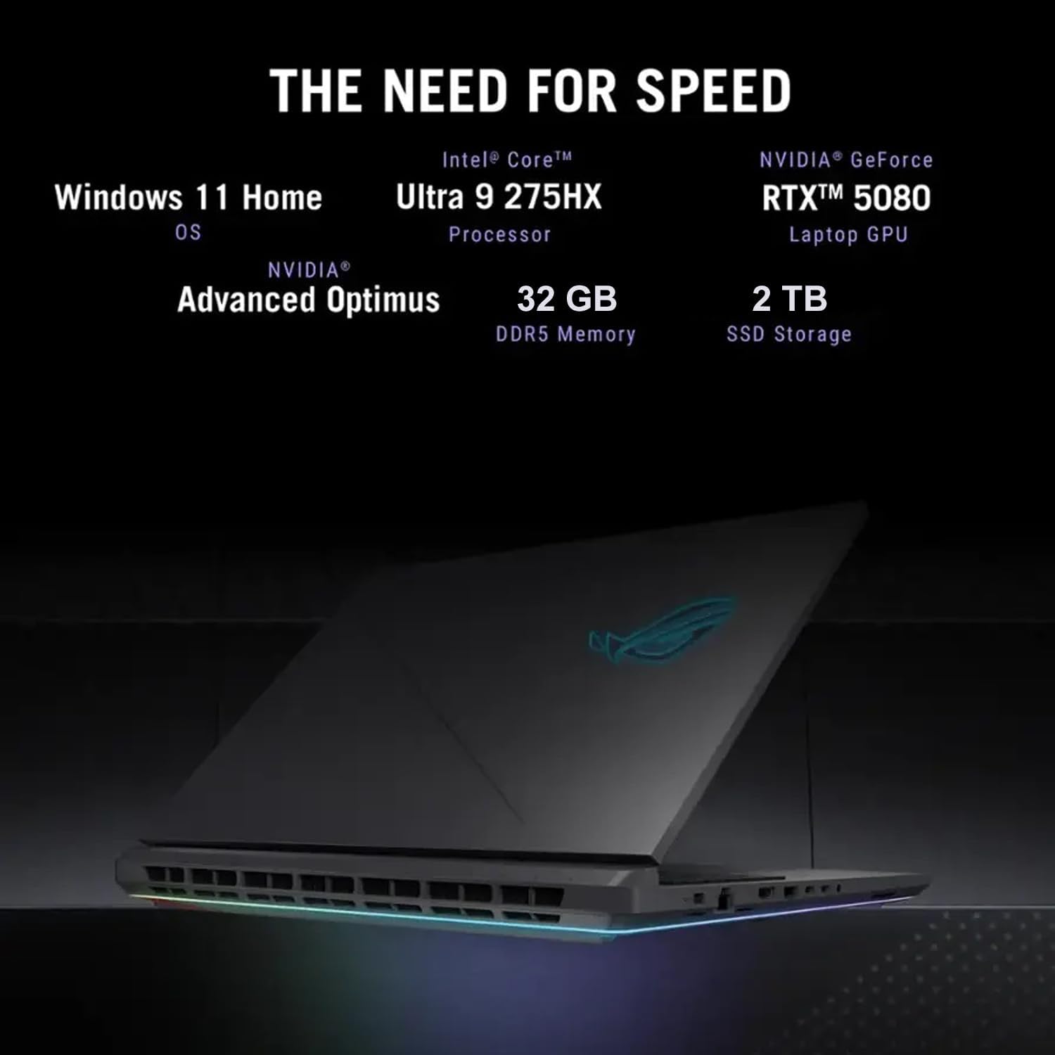 ASUS ROG Strix G18 Gaming Laptop, Intel 24-Core Ultra 9 275HX, NVIDIA GeForce RTX 5080, 18' 2.5K 240Hz ROG Display, 32 GB DDR5 RAM, 2 TB SSD, Backlit, Microsoft Office Lifetime License, Windows 11 Pro