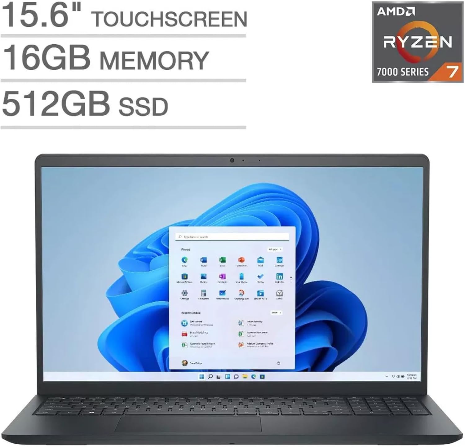 Dell Inspiron 15 3535 Touchscreen Laptop for Business and Student, 15.6' Full HD Anti-Glare Display, AMD Ryzen 7 7730U(8-Core), Windows 11 Pro, Copilot, Wi-Fi, 16GB RAM + 1TB SSD, W/Accessory Set