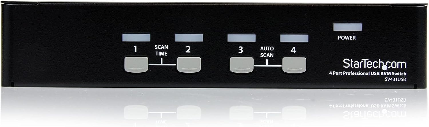 StarTech.com 4 Port Professional VGA USB KVM Switch with Hub - 1U Rack-mountable KVM Switch , TAA (SV431USB)