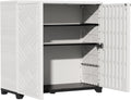 ZZM Indoor/Outdoor Storage Cabinet Waterproof, 34'x15'x34' Plastic Outdoor Storage Box for Garden Balcony Bathroom, All Weather Outdoor Storage Clearance, DIY Usage, with 2 Shelf (White)